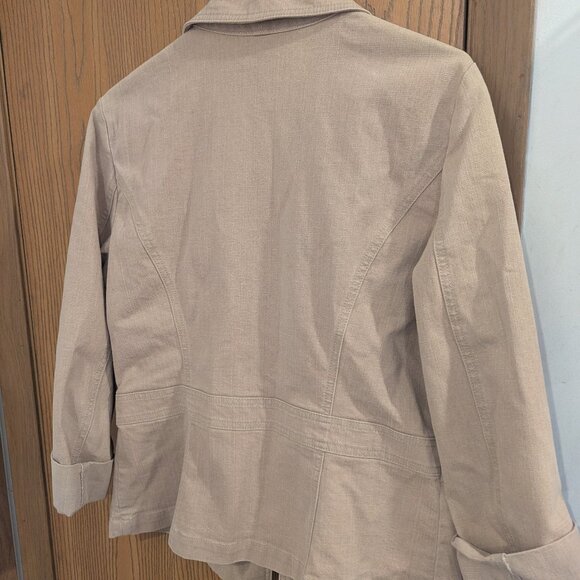 Kenneth Cole NY Khaki Jacket Neutral Cinched Waist Layering Fall Staple- Size 14 - Picture 4 of 4